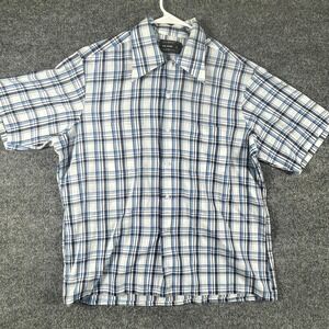 Vintage MW Montgomery Ward Shirt Mens Large L White Blue Button Up Lightweight